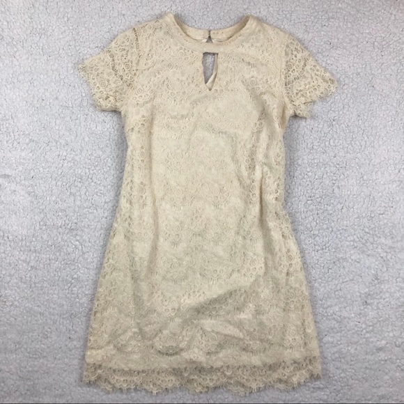 Sophia + Zeke Cream Eyelash Lace Fitted Dress - Picture 1 of 7